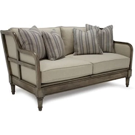 Casual Loveseat with Exposed Wood Frame